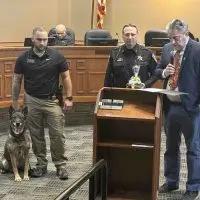 Officer Jake Taylor and K9 Zeus honored with a proclamation at Galesburg City Council meeting