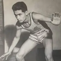Phil Lopez in Galesburg Silver Streaks basketball uniform^ 1943
