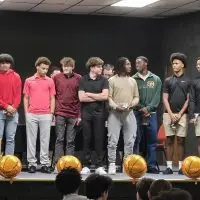 Galesburg High School varsity boys basketball team at the season-ending banquet^ March 8^ 2026.