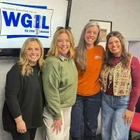 Jessica Ketchum^ Stephanie Sikorski^ Sarah Baldwin^ and Katelyn Davis at WGIL — Downtown Galesburg Coffee Crawl April 2026