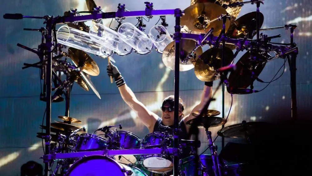 Mike Mangini drummer of the progressive metal band Dream Theater performing live at Artmania Festival SIBIU^ ROMANIA - JULY 26^ 2019