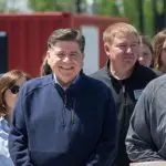 Gov. JB Pritzker participates in a news conference marking the opening of a new youth sports park in Springfield in April 2026. (Capitol News Illinois photo by Jerry Nowicki)