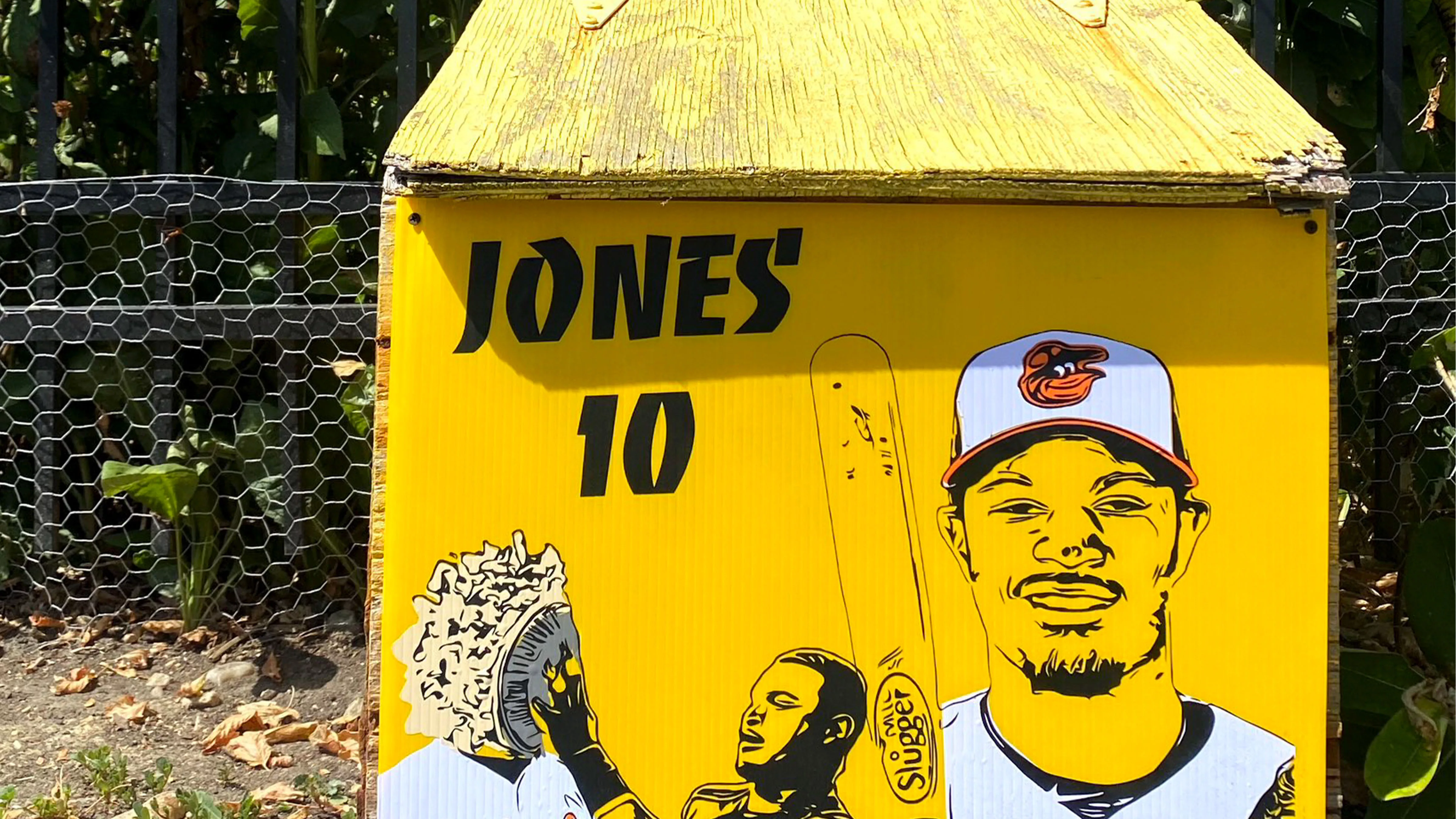 Baltimore Orioles Adam Jones celebrates with fans after the