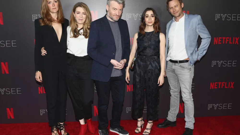 LOS ANGELES, CA - JUNE 06: Maja Meschede, Annabel Jones, Charlie Brooker, Cristin Milioti and Jimmi Simpson attend the FYSEE Event for Netflix's "Black Mirror" at Netflix FYSEE At Raleigh Studios on June 6, 2018 in Los Angeles, California. (Photo by Tommaso Boddi/Getty Images)