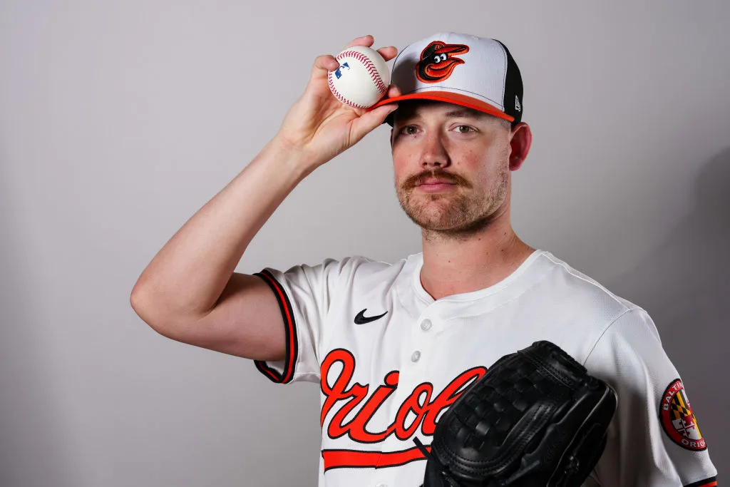 SARASOTA, FL - FEBRUARY 21: Kyle Bradish #38 of the Baltimore Orioles poses for a photo during the Baltimore Orioles Photo Day at Ed Smith Stadium on Wednesday, February 21, 2024 in Sarasota, Florida. (Photo by Daniel Shirey/MLB Photos via Getty Images)