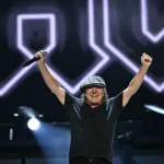 GERMANY-MUSIC-AC/DC: Brian Johnson, lead vocalist of Australian rock band AC/DC performs on stage during their "PowerUp Tour 2024" at the VELTINS-Arena in Gelsenkirchen, western Germany on May 17, 2024. (Photo by INA FASSBENDER / AFP) (Photo by INA FASSBENDER/AFP via Getty Images)