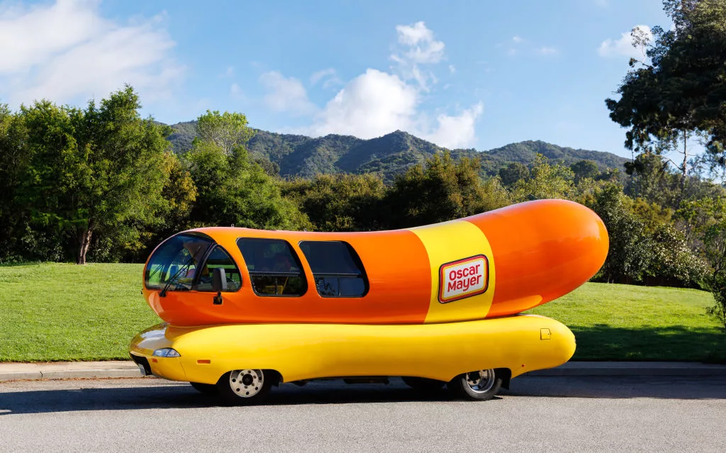 LOS ANGELES, CALIFORNIA - APRIL 15: The Oscar Mayer Wienermobile Visuals on April 15, 2024 in Los Angeles, California.