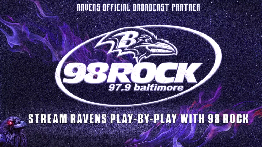 How to Stream and Listen to Baltimore Ravens Play-By-Play on 98 Rock (WIYY) for Free Get ready to catch all the action of the Baltimore Ravens' regular season and playoff games on 98 Rock! Here’s how you can listen for free: