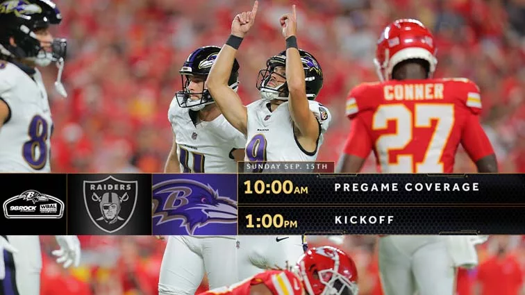 How to listen and stream Baltimore Ravens vs Las Vegas Raiders with 98 Rock Baltimore