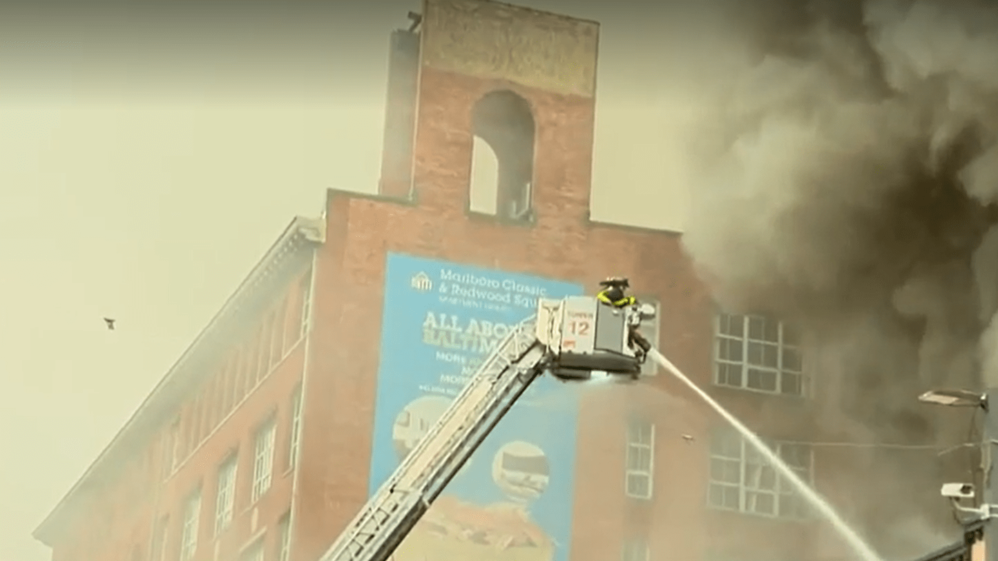 A 5-alarm fire has struck a building in downtown Baltimore early Sunday morning. WBAL-TV is on the scene at a massive ﻿fire at the ﻿Jano restaurant located on Eutaw and Lombard Streets. The fire is still active and has been upgraded to a 5-alarm fire with units from multiple jurisdictions helping out the Baltimore City Fire Department.