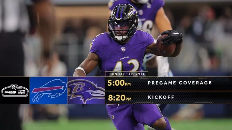 How to listen and stream Buffalo Bills vs Baltimore Ravens Week 4 NFL Matchup with 98 Rock Baltimore, the flagship station of the baltimore ravens