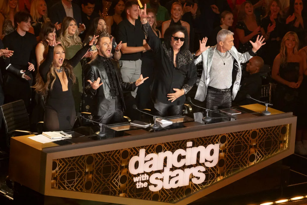 DANCING WITH THE STARS - "Hair Metal Night" (Disney/Eric McCandless) CARRIE ANN INABA, DEREK HOUGH, GENE SIMMONS, BRUNO TONIOLI