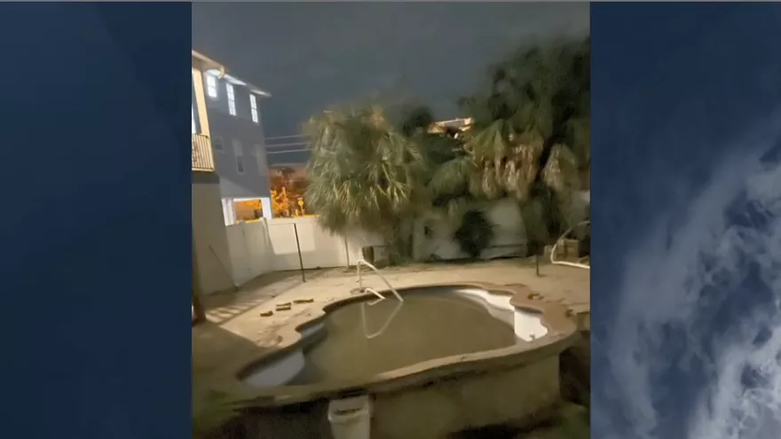 Partially-drained pool pops out of ground ahead of Hurricane Milton