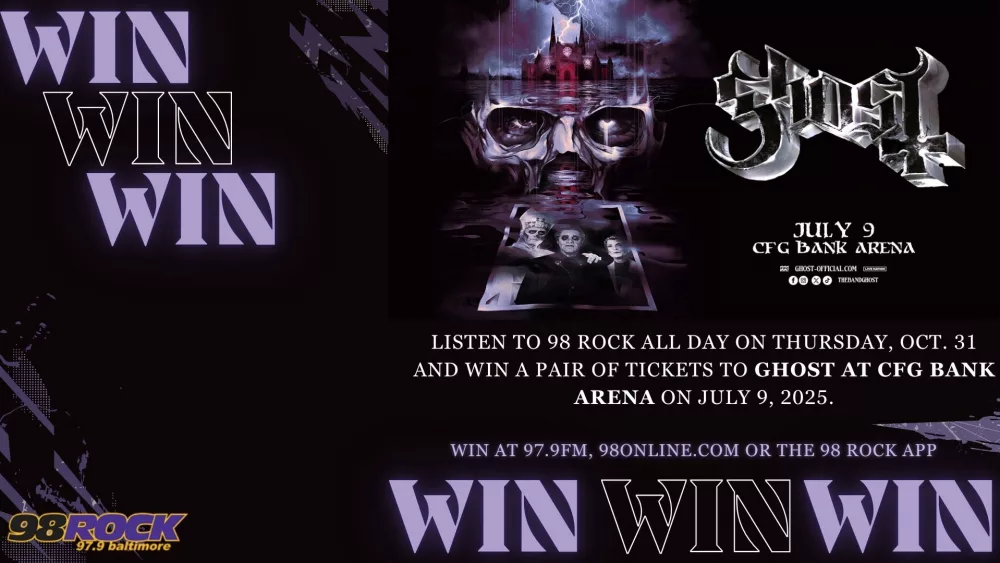 98 rock ticket thursday on october 31 2024 - win a PAIR of tickets to GHOST at CFG Bank arena