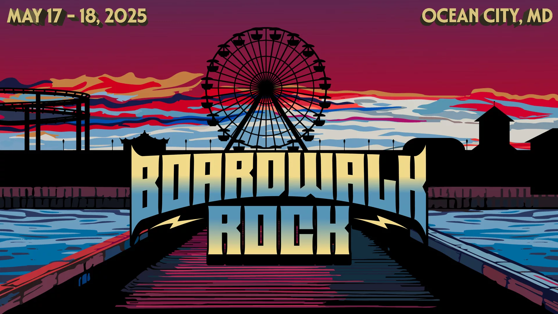 newly announced boardwalk rock festival in ocean city thumbnail. festival occurs may 17-18, 2025 with some of the biggest names in rock performing,. 98 rock logo on the thumbnail as 98 rock plays a huge role in this festival