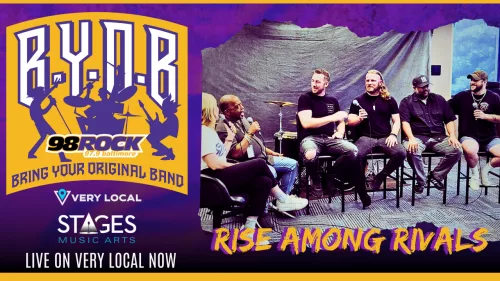 about 'rise among riva;s' 98 rocks BYOB Featured artist for July 2024