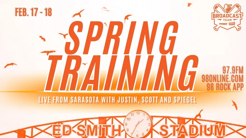 98 rock announces 2025 coverage of baltimroe orioles spring training in sarasota florida with justin scoitt and spiegel