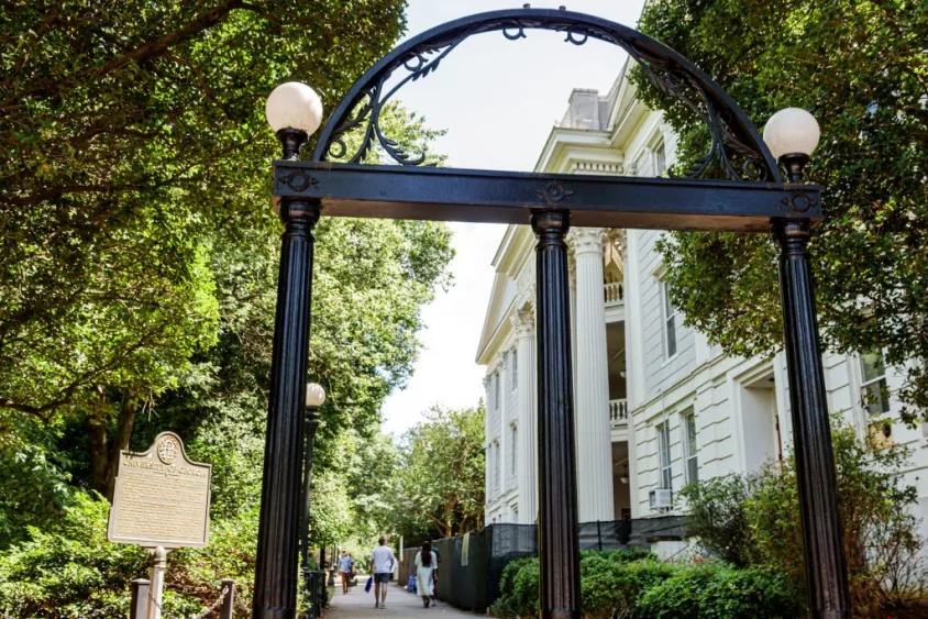 athens-georgia-university-of-georgia-school-campus-north-campus-quad-wrought-iron-entrance-gate