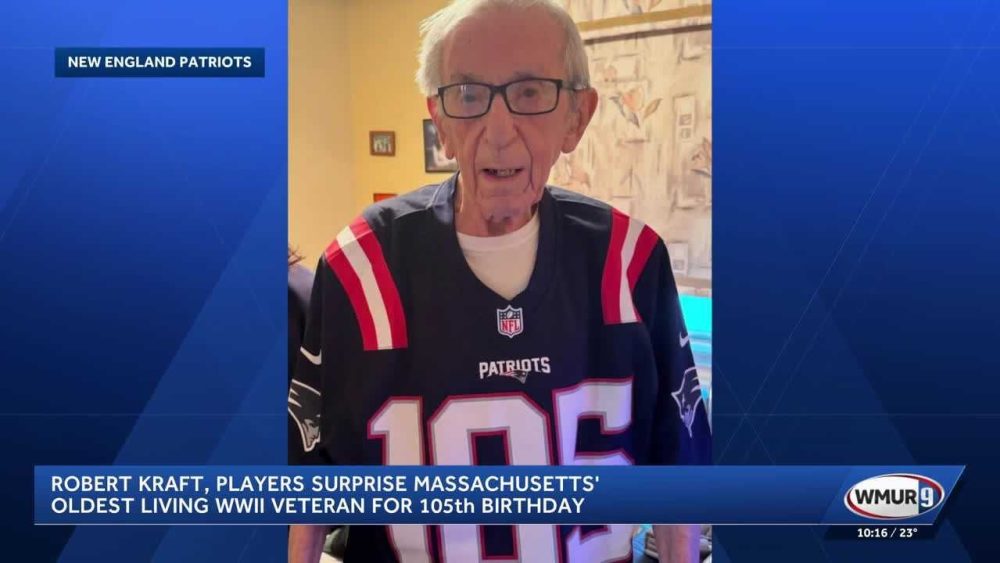 New England Patriots surprise Massachusetts’ oldest WWII veteran on 105th birthday