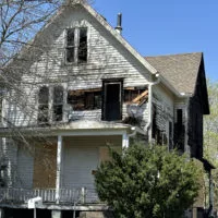 Arson is suspected in a fire that gutted a structure at 1011 E. Brooks St. in Galesburg on Sunday^ April 14^ 2024. (WGIL)