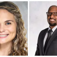 Carl Sandburg College recognized its 2024 alumni award winners during the college’s 56th annual Commencement on Thursday evening at its Galesburg campus. Jamal Ward^ left^ was selected as Distinguished Alumnus Award recipient^ and Dr. Stephanie Saey received the Pacesetter Award.