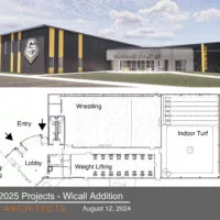The District 205 Board of Education approved specifications for Northside Construction Projects at Galesburg Jr./Sr. High School at the Monday^ Aug. 12^ 2024^ meeting. Pictured is a proposed athletic addition to Wicall Gym.