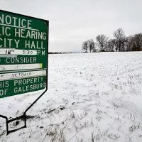 On Feb. 18^ the Planning & Zoning Commission was going to be asked to approve a variance for a livestock setback at 3146 Dover Lane^ located behind the former Shopko retail center and near the Castlebury residential subdivision on South Lake Storey Road. The developer has pulled the request and the meeting has been canceled.