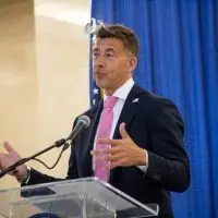 Secretary of State Alexi Giannoulias speaks at an event in Springfield in May 2025. (Capitol News Illinois photo by Jerry Nowicki)