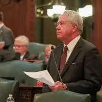 Rep. Jay Hoffman^ D-Swansea^ speaks about his energy legislation during House floor debate on Oct. 29^ 2025. (Capitol News Illinois photo by Andrew Adams)