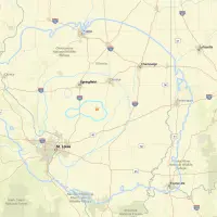 USGS location map of the 3.8 magnitude earthquake near Ohlman^ Illinois^ early Tuesday^ January 20^ 2026.