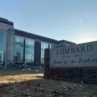Sign for Lombard Middle School established 1851 in Galesburg