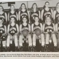 Galesburg High School girls basketball team photo featuring Sarah Larson and teammates.
