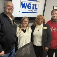 Dan Swanson^ Lexy Clay^ Deb Grey-Gibson^ and Nicholas McMahill at WGIL — Galesburg's Morning News^ April 2026