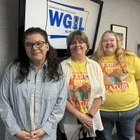 Jill Bradford (left)^ Cheri Siebken (center)^ and Mary Ellen Milem (right) of Prairie Players Civic Theatre discuss the new comedy “Farce of Nature” on Galesburg’s Morning News^ March 2026.