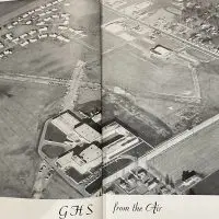 Aerial photo of Galesburg High School and surrounding area from the 1960 Reflector yearbook^ part of a reflection on the 1959-60 school year and move to the new Fremont Street facilities.