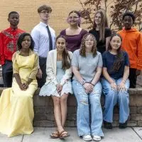 The Gale Scholars Class of 2030 group photo at Galesburg High School