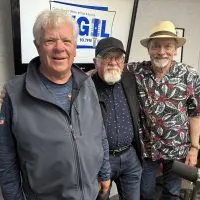 Reuel Owen^ Bobby Dillard^ and Harry Bulkeley of Second Mortgage and the Sofa Kings at WGIL^ May 12^ 2026