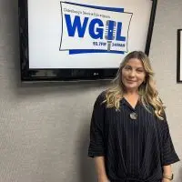 West End star Louise Dearman at WGIL studios in Galesburg^ Illinois^ May 15^ 2026