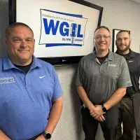 Galesburg Police Officer Mike Ingles^ Chief Kevin Legate^ and Officer Jake Taylor at WGIL^ June 2026