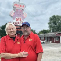 Karen Stamm^ left^ and her son Bill Villarreal of Po Boy BBQ^ 2203 US 150 north of Galesburg.