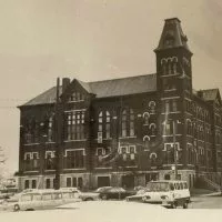 This January 1966 photo shows Corpus Christi High School^ located north of Corpus Christi Catholic Church on South Prairie St. in Galesburg.