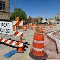 The Simmons Street Streetscape and Parking Lot Improvement Project as seen at the intersection of Prairie and Simmons streets on Tuesday^ May 6^ 2025.