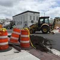 The Simmons Street Streetscape and Parking Lot Improvement Project as seen at the intersection of Prairie and Simmons streets on Friday^ July 18^ 2025. (JAY REDFERN/WGIL)
