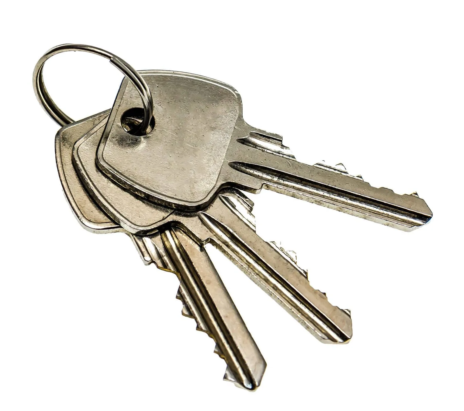 bunch-of-house-keys-on-white-background