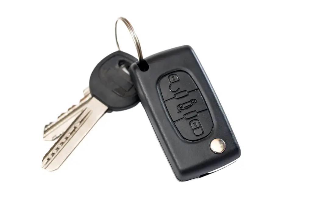 car-key-on-white-backgrounds-close-up