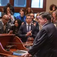 Gov. JB Pritzker delivers his State of the State and budget address before the General Assembly at the Illinois State Capitol^ Wednesday^ Feb. 19. 2026. (Capitol News Illinois file photo by Andrew Adams)