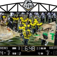 Rendering of proposed video board and scoreboard at Van Dyke Field^ Galesburg High School.