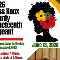 2026 Miss Knox County Juneteenth Pageant poster — June 13^ Knox College Center for Fine Arts^ Galesburg