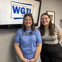 Emma Smith and Genny Stevens of Carl Sandburg College in the WGIL studio