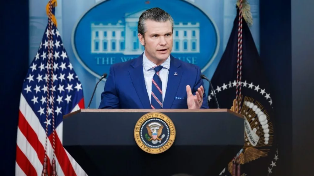 Pete Hegseth^ Defense Secretary^ speaks at a White House press briefing after a Black Hawk helicopter collided with American Airlines flight 5342 by DCA airport WASHINGTON – January 30 2025